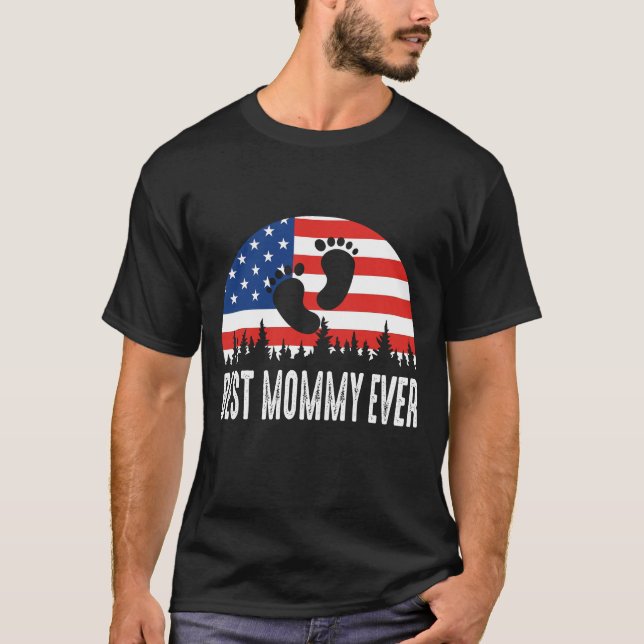 T-shirt Drapeau américain de la meilleure maman (Devant)