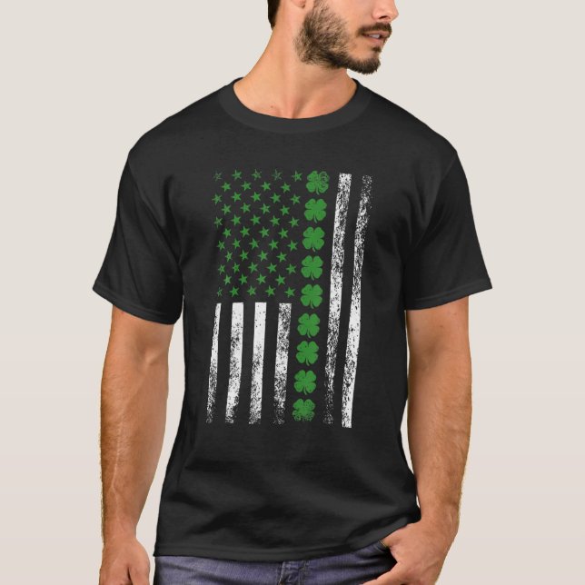 T-shirt Drapeau américain de la Saint Patrick (Devant)