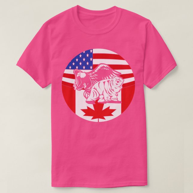 T-shirt Drapeau américain de l'aigle à glace canadien Cana (Design devant)