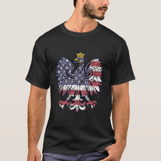 T-shirt Drapeau américain de l'aigle polonais Racines polo