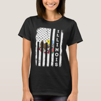 T-shirt Drapeau américain de l'Illinois Drapeau de l'État