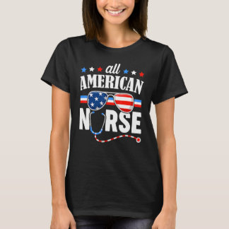 T-shirt Drapeau américain de l'infirmière 4 juillet patrio