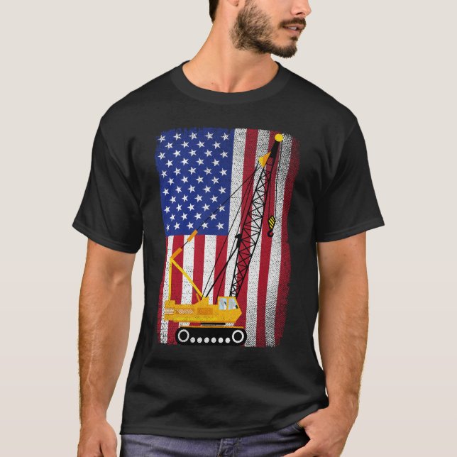 T-shirt Drapeau américain de l'opérateur de grue (Devant)
