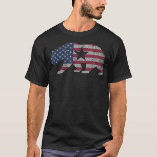 T-shirt Drapeau américain de l'ours de la République de Ca