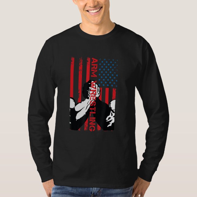 T-shirt Drapeau américain de lutte contre les bras (Devant)