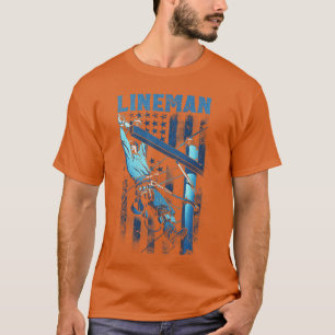 T-shirt Drapeau américain de monteur de câble électrique F