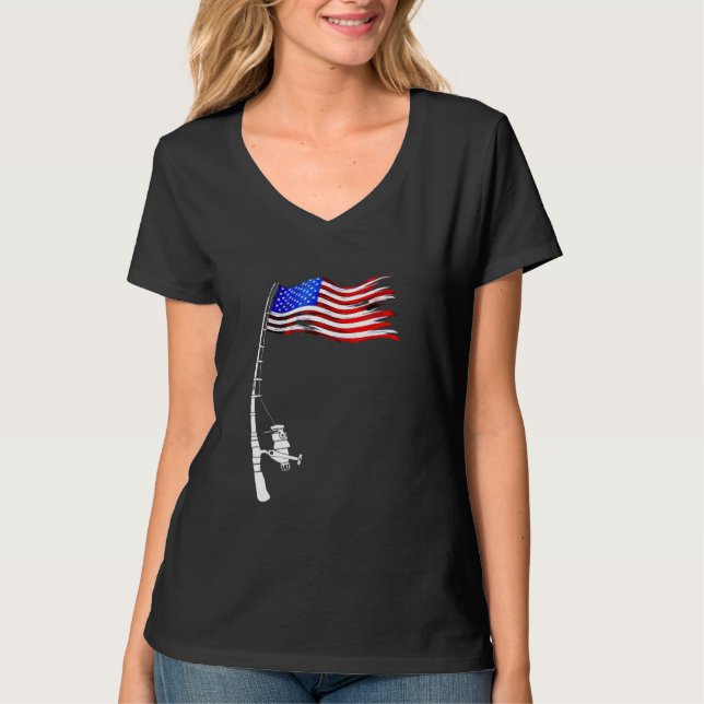 T-shirt Drapeau américain de pêche (Devant)