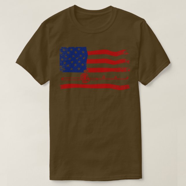 T-shirt Drapeau américain de pêche (Design devant)