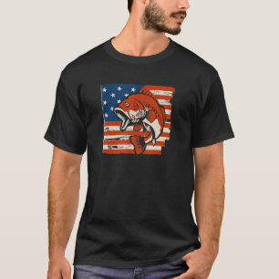 T-shirt Drapeau américain de pêche de bar patriote du 4 ju