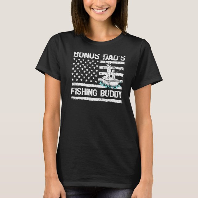 T-shirt Drapeau américain de pêche de bonus papa (Devant)