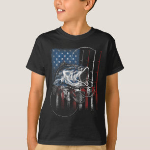 T-shirt Drapeau américain de pêche vintage Usa B cadeau de