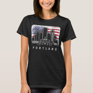 T-shirt Drapeau américain de Portland Oregon Multnomah T V