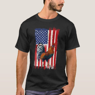 T-shirt Drapeau américain de poulet Patriotic Pet 4 juille