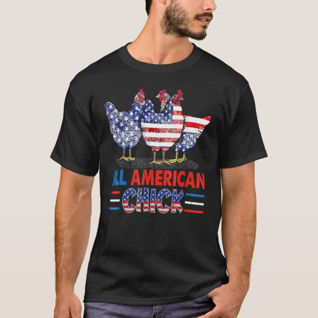 T-shirt Drapeau américain de poulet Patriotique Usa 4e  (Devant)