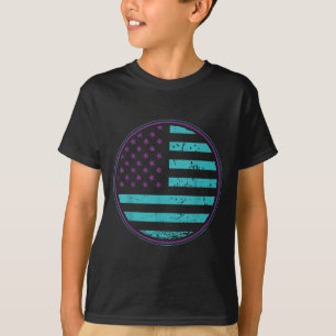 T-shirt Drapeau américain de prévention du suicide Teal Pu