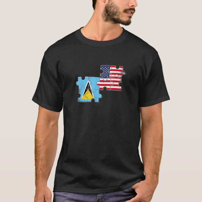 T-shirt Drapeau américain de Sainte-Lucie USA (Devant)