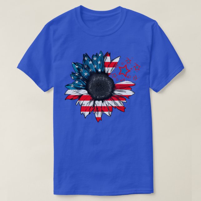 T-shirt Drapeau américain de tournesol 4 juillet  (Design devant)