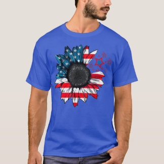 T-shirt Drapeau américain de tournesol 4 juillet