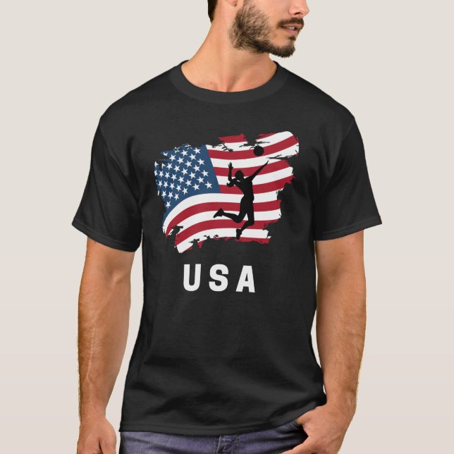 T-shirt Drapeau américain de volley-ball (Devant)