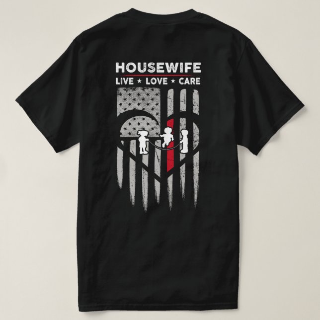 T-shirt Drapeau américain - Décal de femme de ménage (Design dos)