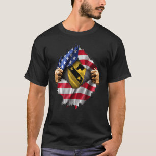 T-shirt Drapeau américain déchiré 1ère division de cavaler