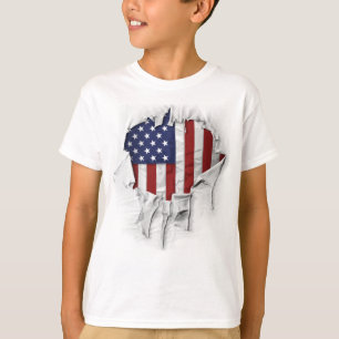 T-shirt Drapeau américain déchiré, déchiré et déchiré