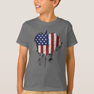 T-shirt Drapeau américain déchiré, déchiré et déchiré