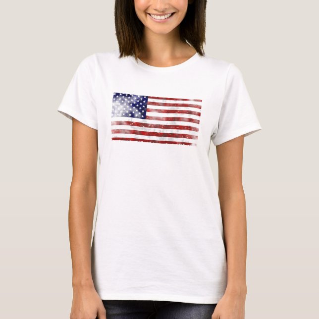 T-shirt Drapeau américain déchiré et disparu (Devant)