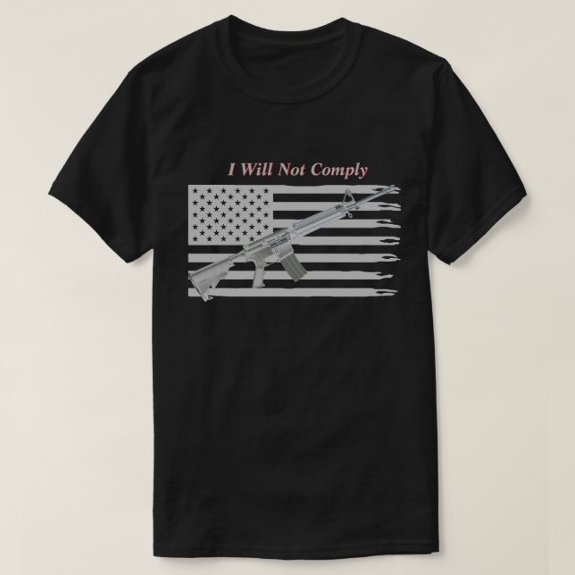 T-shirt Drapeau américain déchiré Je ne respecterai pas le (Design devant)