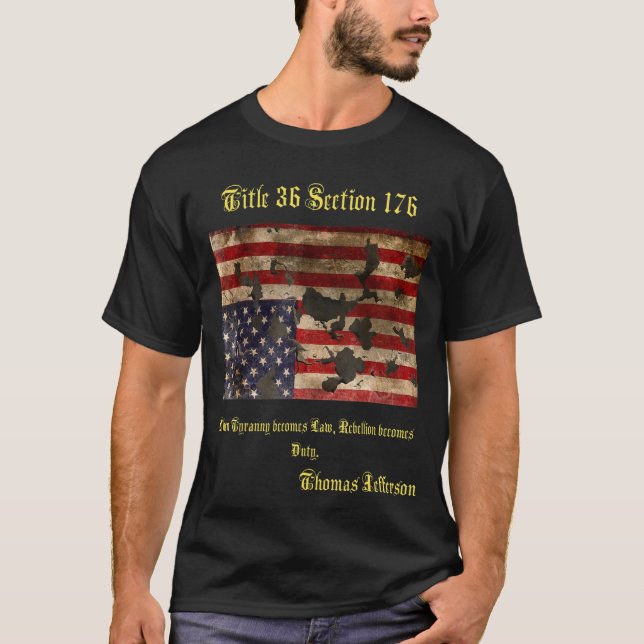 T-shirt Drapeau américain déchiré par la guerre, désorgani (Devant)