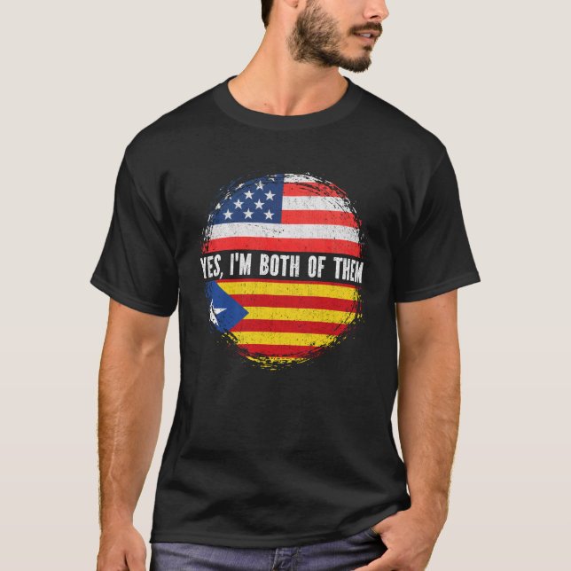 T-shirt Drapeau américain demi-catalan États-Unis Catalogn (Devant)