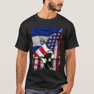 T-shirt Drapeau américain demi-salvadorien ROOTS USA El Sa