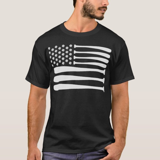 T-shirt Drapeau américain des Etats-Unis du base-ball (Devant)