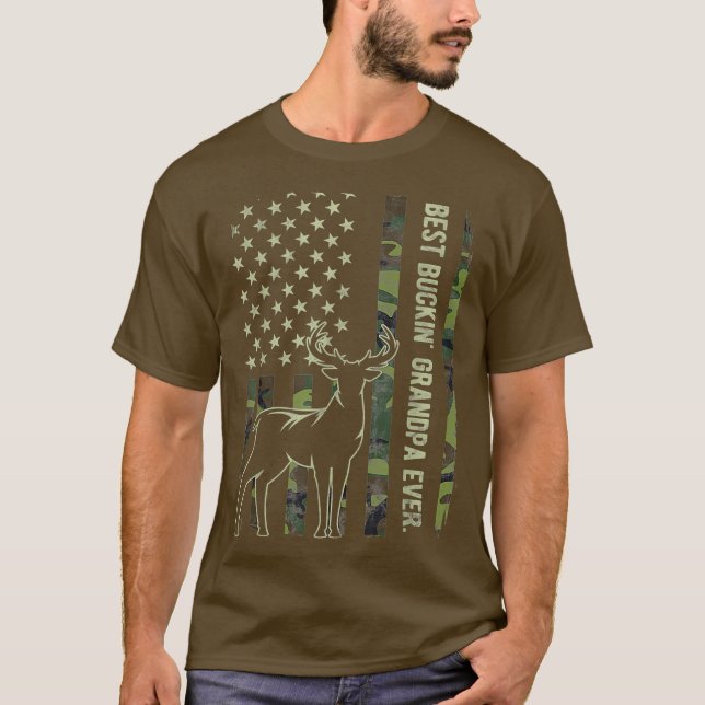 T-shirt Drapeau américain des Mens Meilleur Buckin Grandpa (Devant)