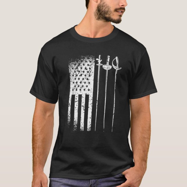 T-shirt Drapeau américain d'escrime Patriotique Usa Fencer (Devant)