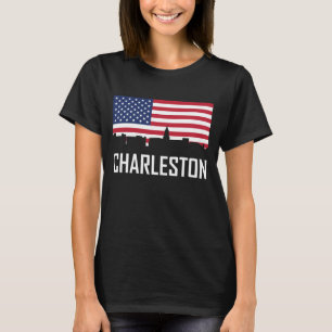 T-shirt Drapeau américain d'horizon de Charleston la