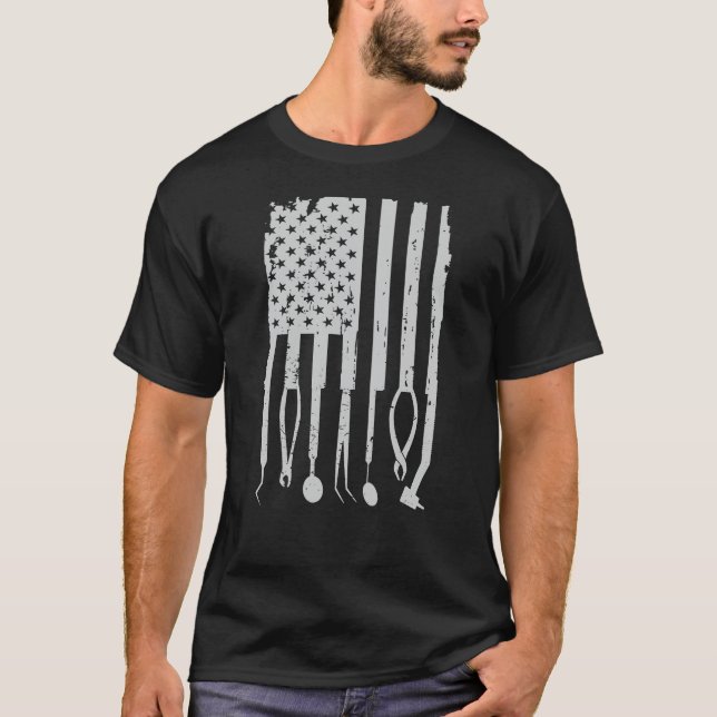 T-shirt Drapeau américain d'hygiéniste dentaire patriote (Devant)