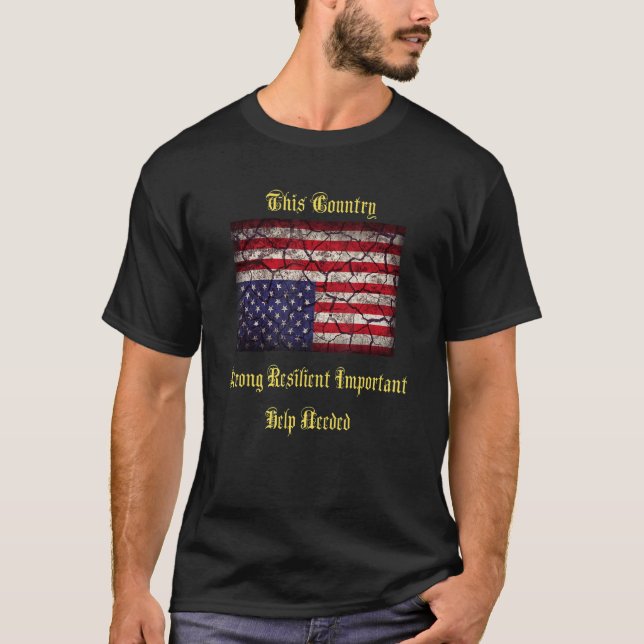 T-shirt Drapeau Américain Distress À L'Arrière Du Pavillon (Devant)