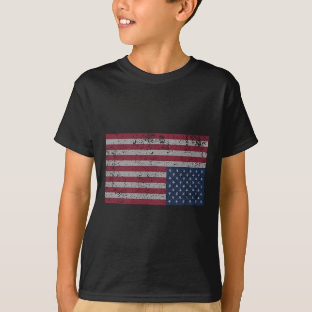 T-shirt Drapeau Américain Distress Vers Le Bas États-Unis (Devant)