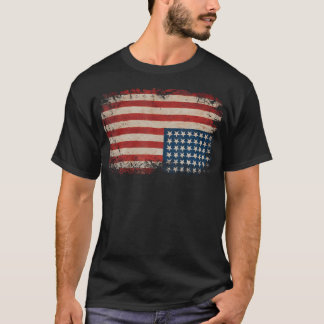 T-shirt Drapeau Américain Distress Vers Le Bas États-Unis