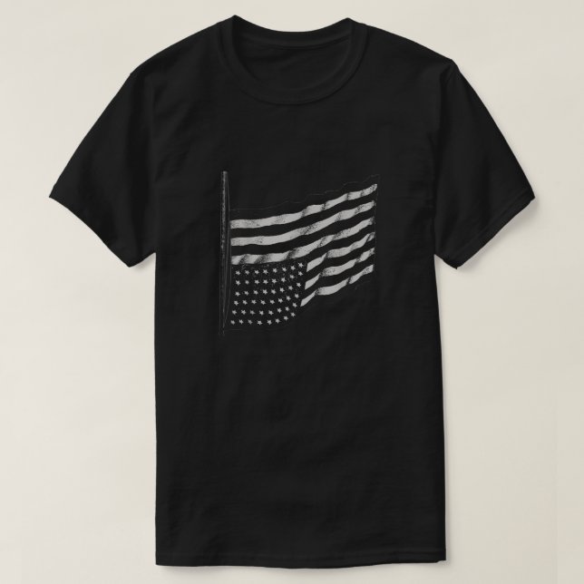 T-shirt Drapeau Américain Distress Vers Le Bas États-Unis (Design devant)