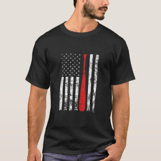 T-shirt Drapeau Américain Distressé Fans De Baseball À Thè