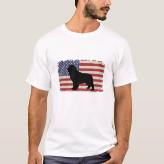 T-shirt Drapeau américain DOG de Terre-Neuve Patriotique V