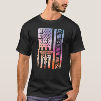 T-shirt Drapeau américain Drapeau de soins infirmiers corr
