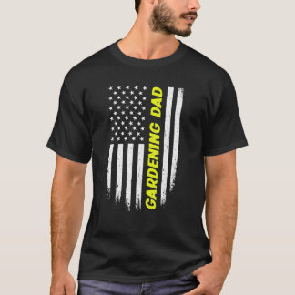 T-shirt Drapeau américain du 4 juillet jardinage papa fête