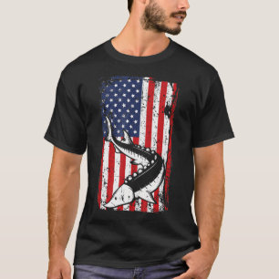 T-shirt Drapeau américain du 4 juillet Sturgeon Fishing Pa