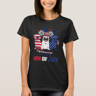 T-shirt Drapeau américain du 4 juillet Trois pug rouge bla
