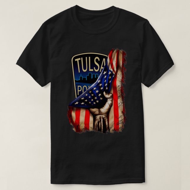 T-shirt Drapeau américain du département de police de Tuls (Design devant)