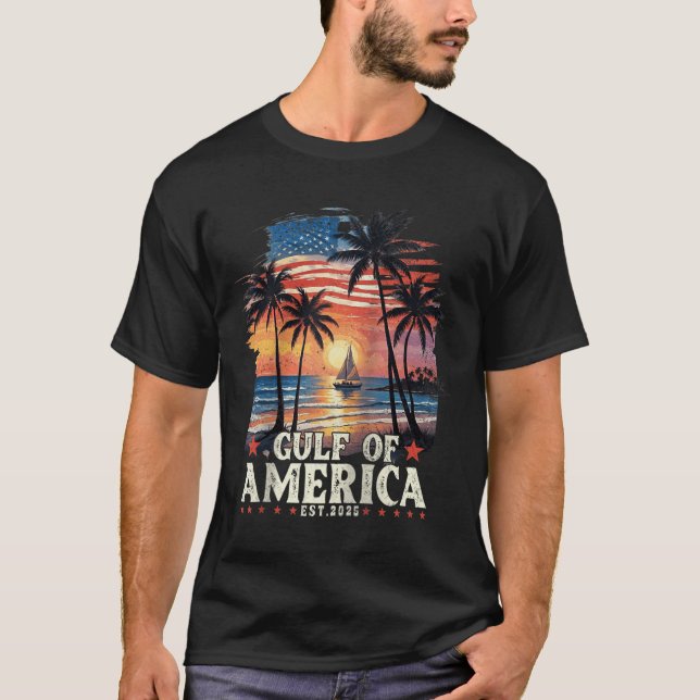 T-shirt Drapeau Américain Du Golfe Des Etats-Unis Est 2025 (Devant)