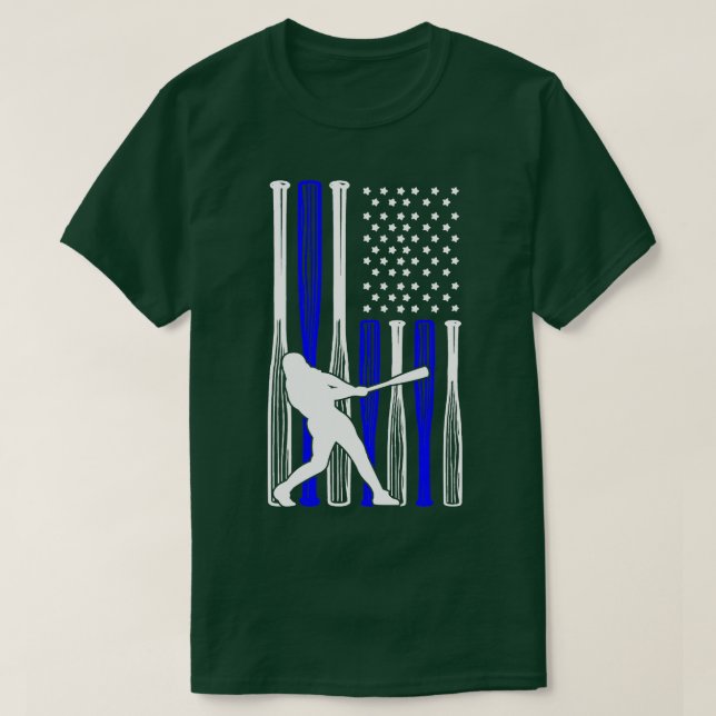 T-shirt Drapeau américain du joueur de baseball (Design devant)